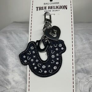 True Religion denim and Silver hardware Bag Charm